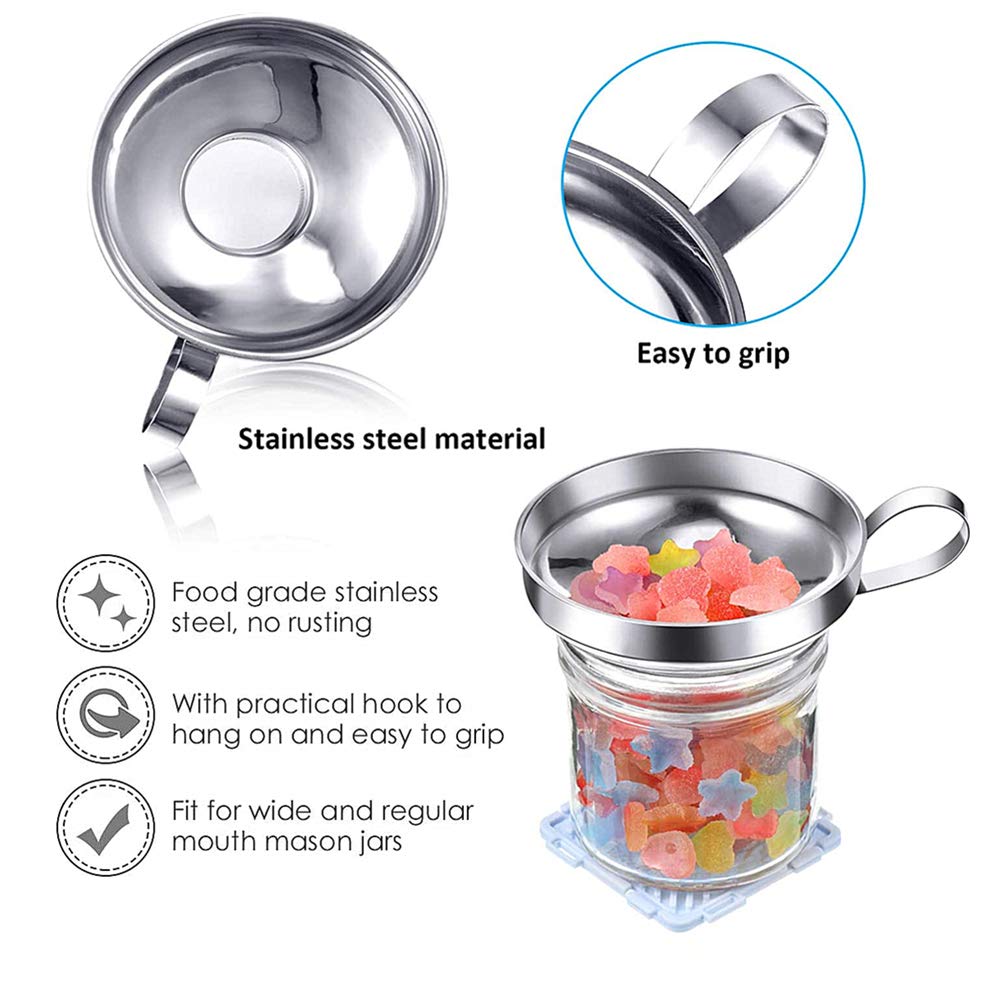Jar Lifter Tongs And Canning Rack Set With Canning Funnel,Stainless Steel Funnel Kitchen Jar Funnel Jar Lifter Tongs And Anti-Sl